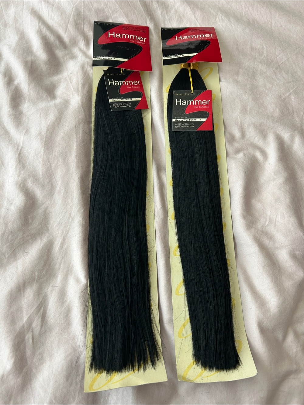 Hammer Hair Collection 18” Bulk 100% Human Hair Color 1 Black (2 packs)